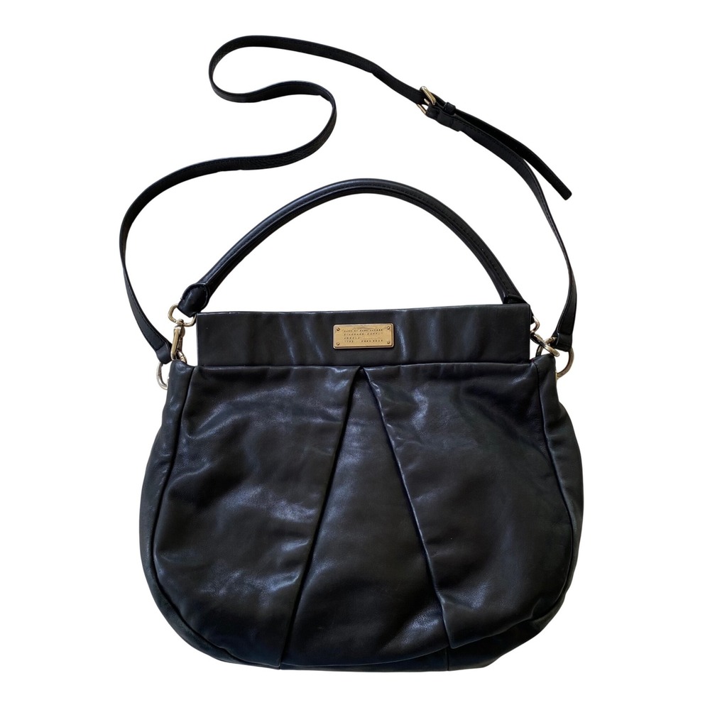 Marc by Marc Jacobs Marchive Hilli Hobo Crossbody Bag Black Leather Pleated Chic